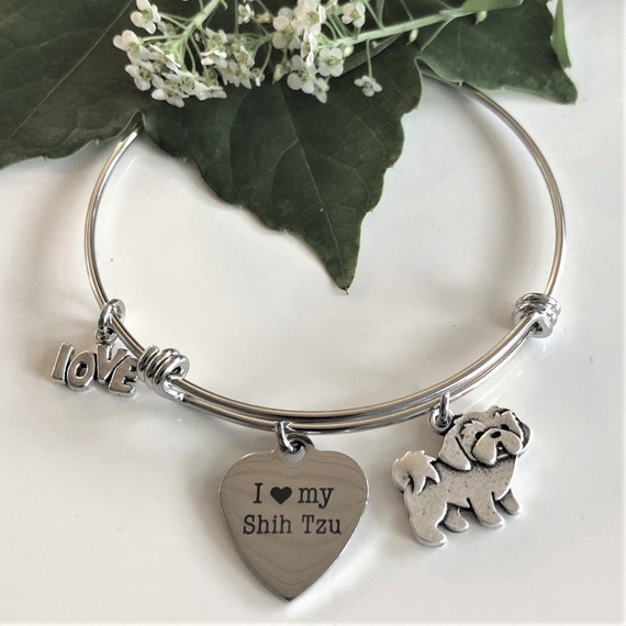 Shih Tzu Bangle Bracelet - Heart Shih Tzu Bangle Bracelet - Heart
