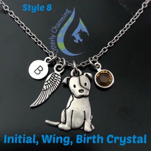 Personalized Pitbull Dog Necklace Pitty Puppy Memorial Jewelry Optional Dog Initial, Birthstone image 10