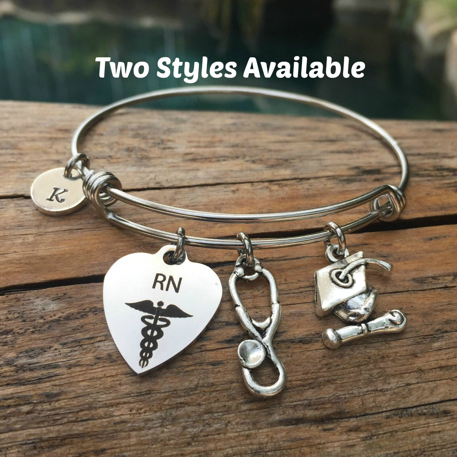 Nursing Bracelet Expandable Registered Nurse Charm Bangle Etsy