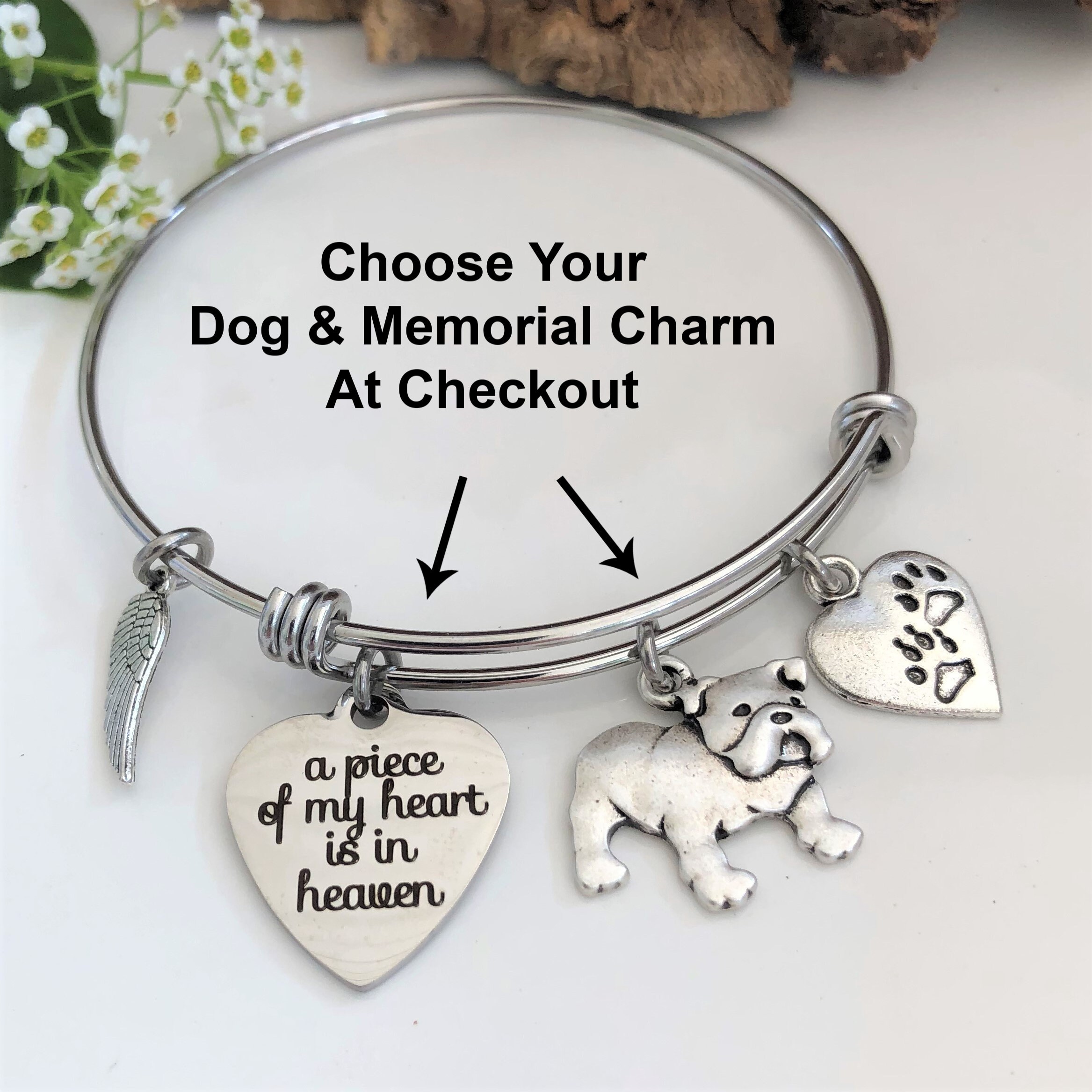 Custom Dog Memorial Bracelet A Piece of My Heart is in Heaven Pet