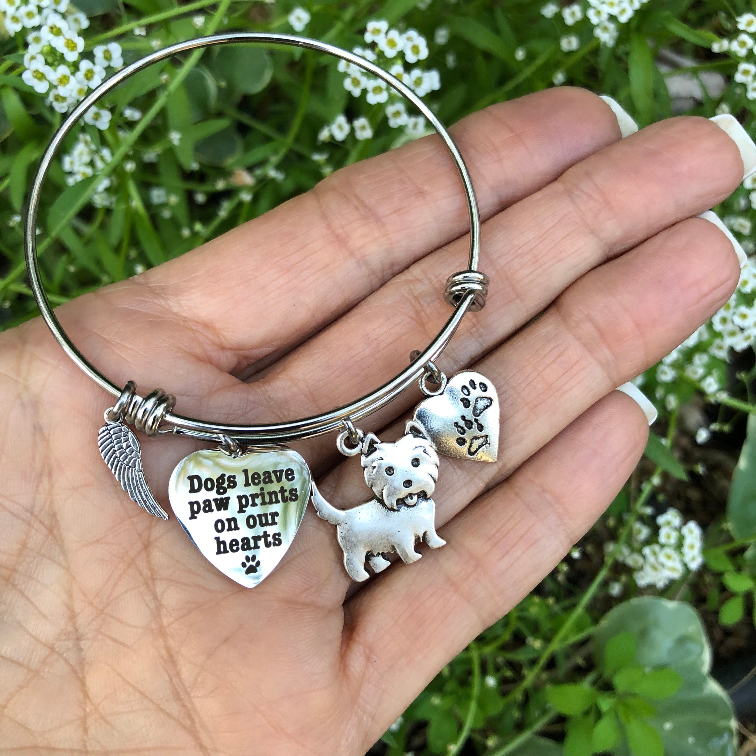 Custom Dog Memorial Bracelet Dogs Leave Paw Prints on Our Etsy