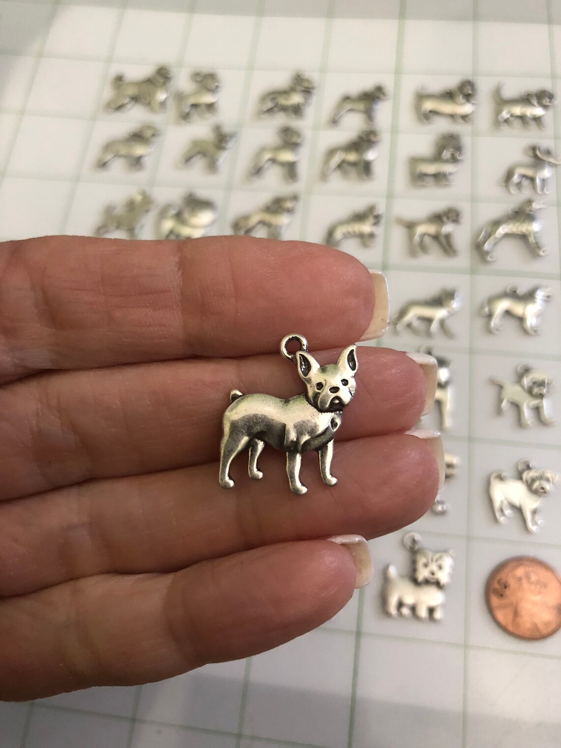 Brass Tiny Bulldog Necklace Animal Dog Necklace 10PCS-N118
