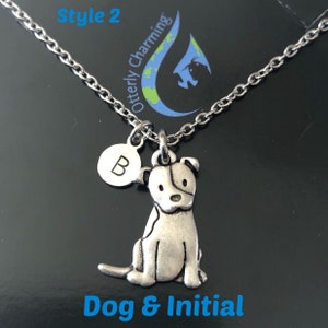 Personalized Pitbull Dog Necklace Pitty Puppy Memorial Jewelry Optional Dog Initial, Birthstone image 5