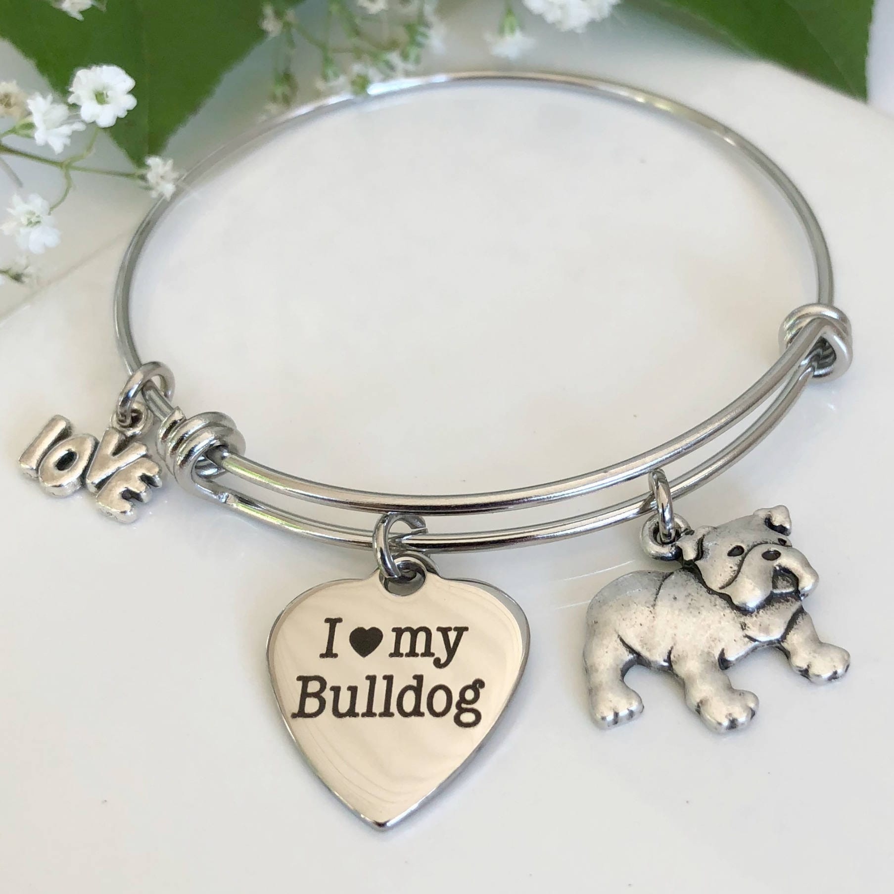 Bracelet Pour Femme Bulldog Anglais - Bijou En Argent - Neuf Avec étiquettes
