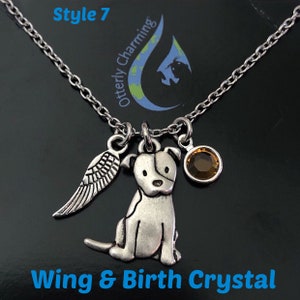 Personalized Pitbull Dog Necklace Pitty Puppy Memorial Jewelry Optional Dog Initial, Birthstone image 9