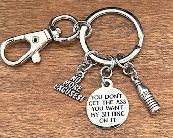 Fitness Gym Key Chain for Men or Women - Purse or Water Bottle Charm for Yoga Hikers Runners Dog Walkers - Weight Loss Motivational Gift