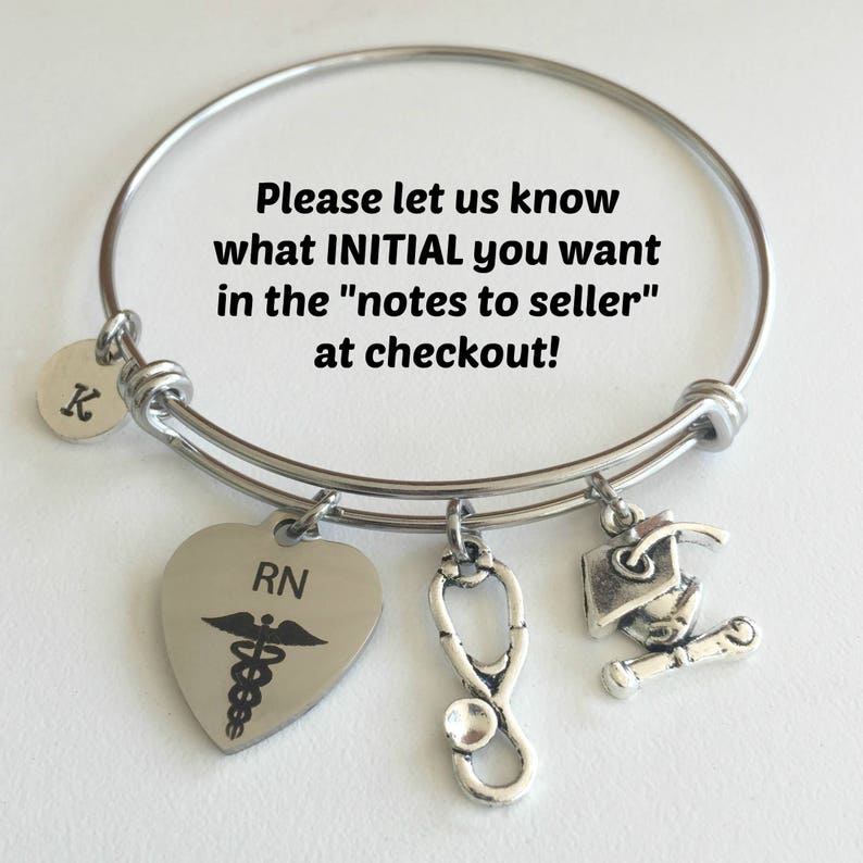 Nursing Bracelet Expandable Registered Nurse Charm Bangle Etsy