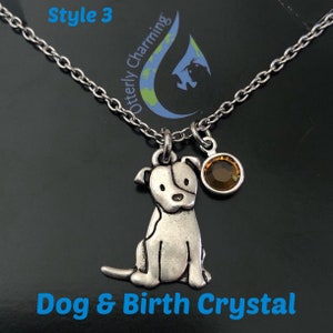 Personalized Pitbull Dog Necklace Pitty Puppy Memorial Jewelry Optional Dog Initial, Birthstone image 6