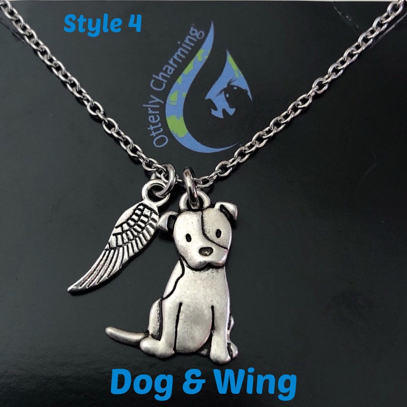 Personalized Pitbull Dog Necklace Pitty Puppy Memorial Jewelry Optional Dog Initial, Birthstone image 7