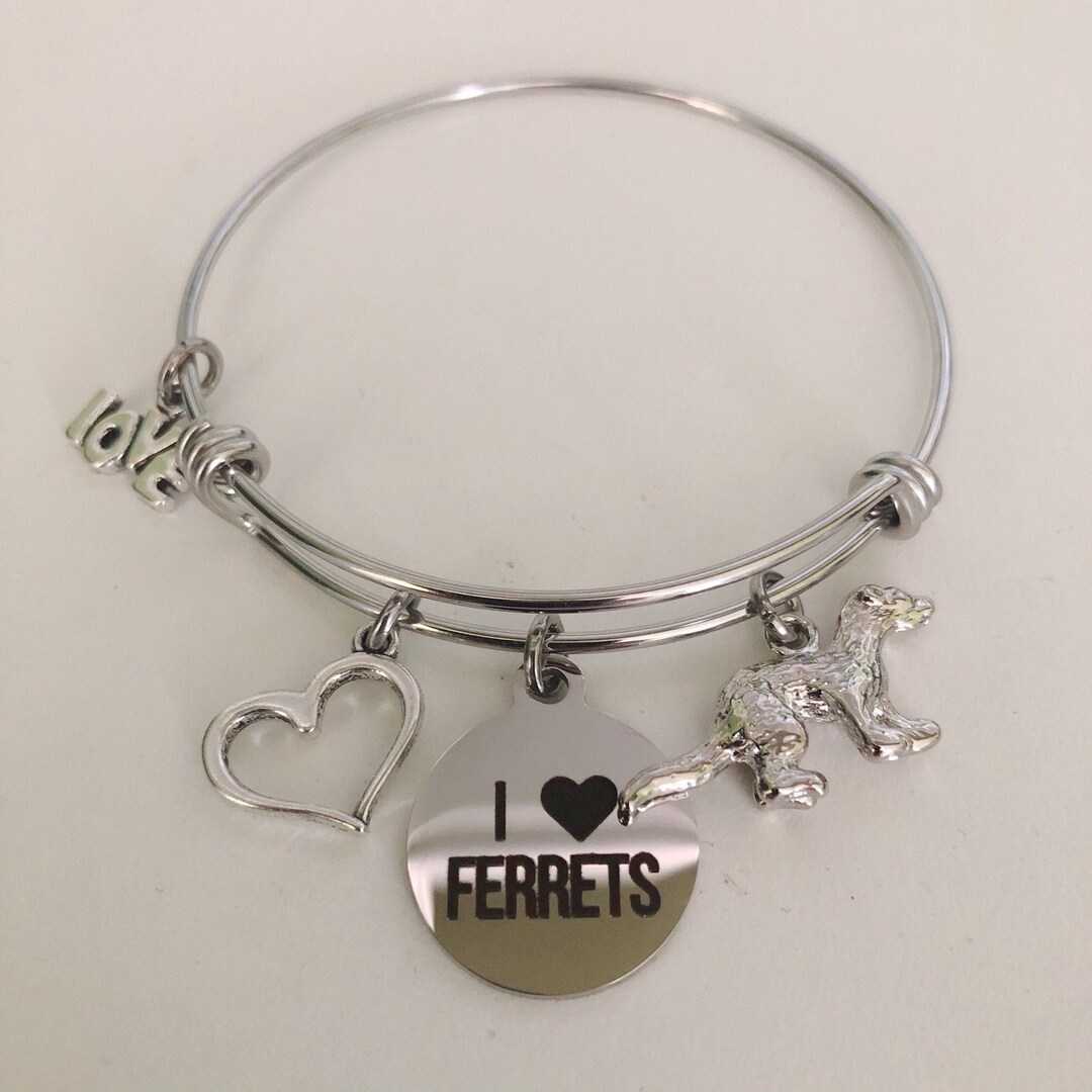 Personalized I Love Ferrets Bracelet Expandable Ferret Charm Etsy