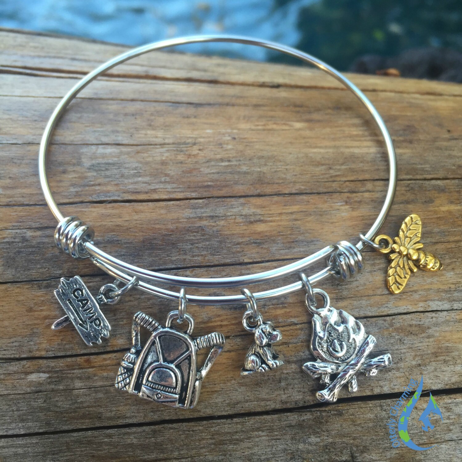 Custom Camping Bracelet Charm Bangle for Hiker or Nature Etsy Nederland