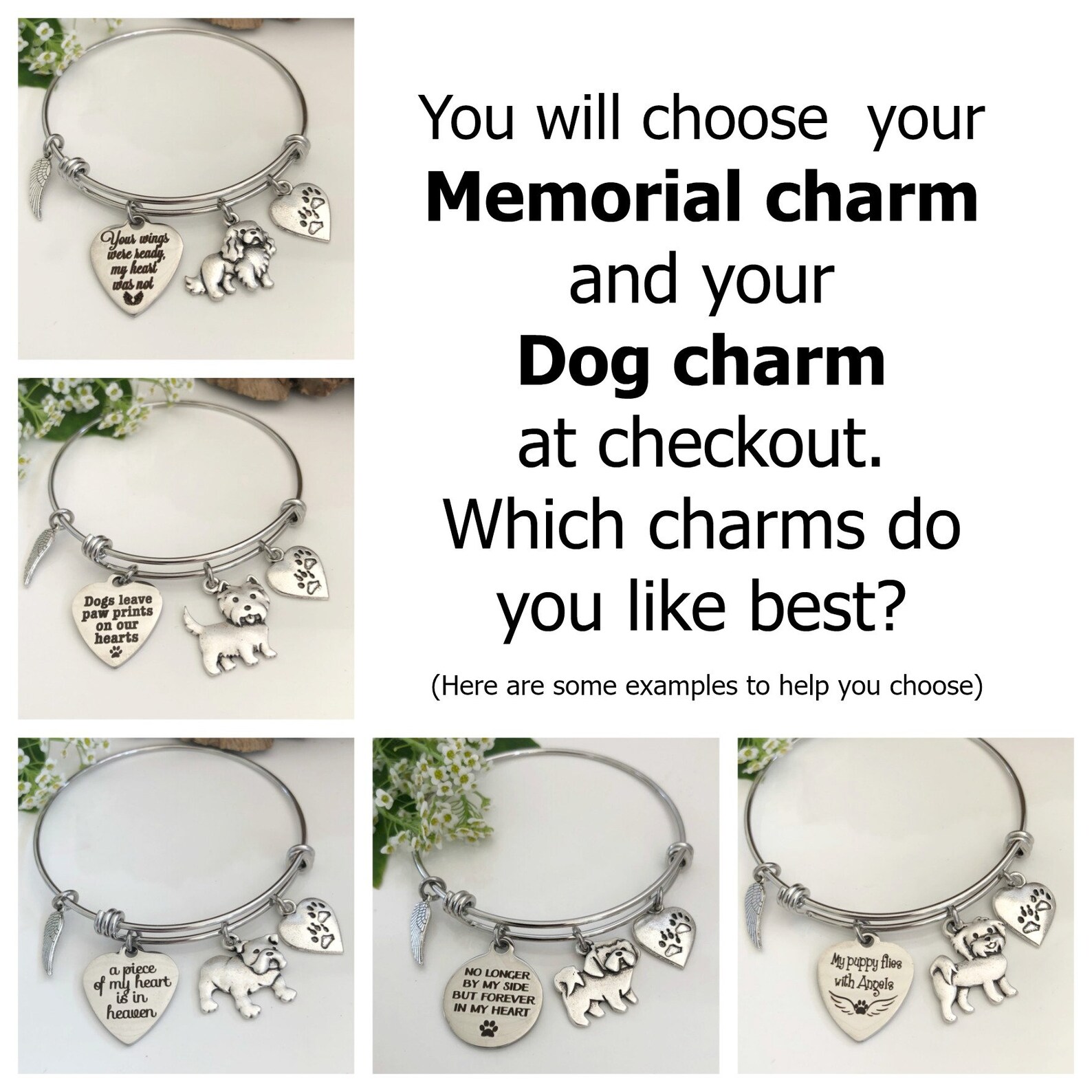 Custom Dog Memorial Bracelet Dogs Leave Paw Prints on Our Etsy