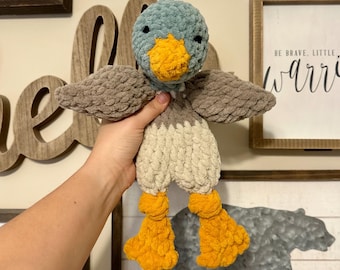 Crochet Mallard Duck Snuggler - Plush Knotted Leg Lovey - Choose Your Color - Perfect for Any Age - Nursery Decor - Baby Shower Gift
