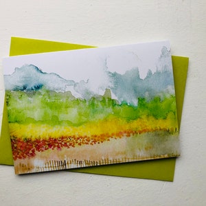 Kleine oplage gedrukte kaarten van originele aquarelkunstwerken met echte bloemblaadjes