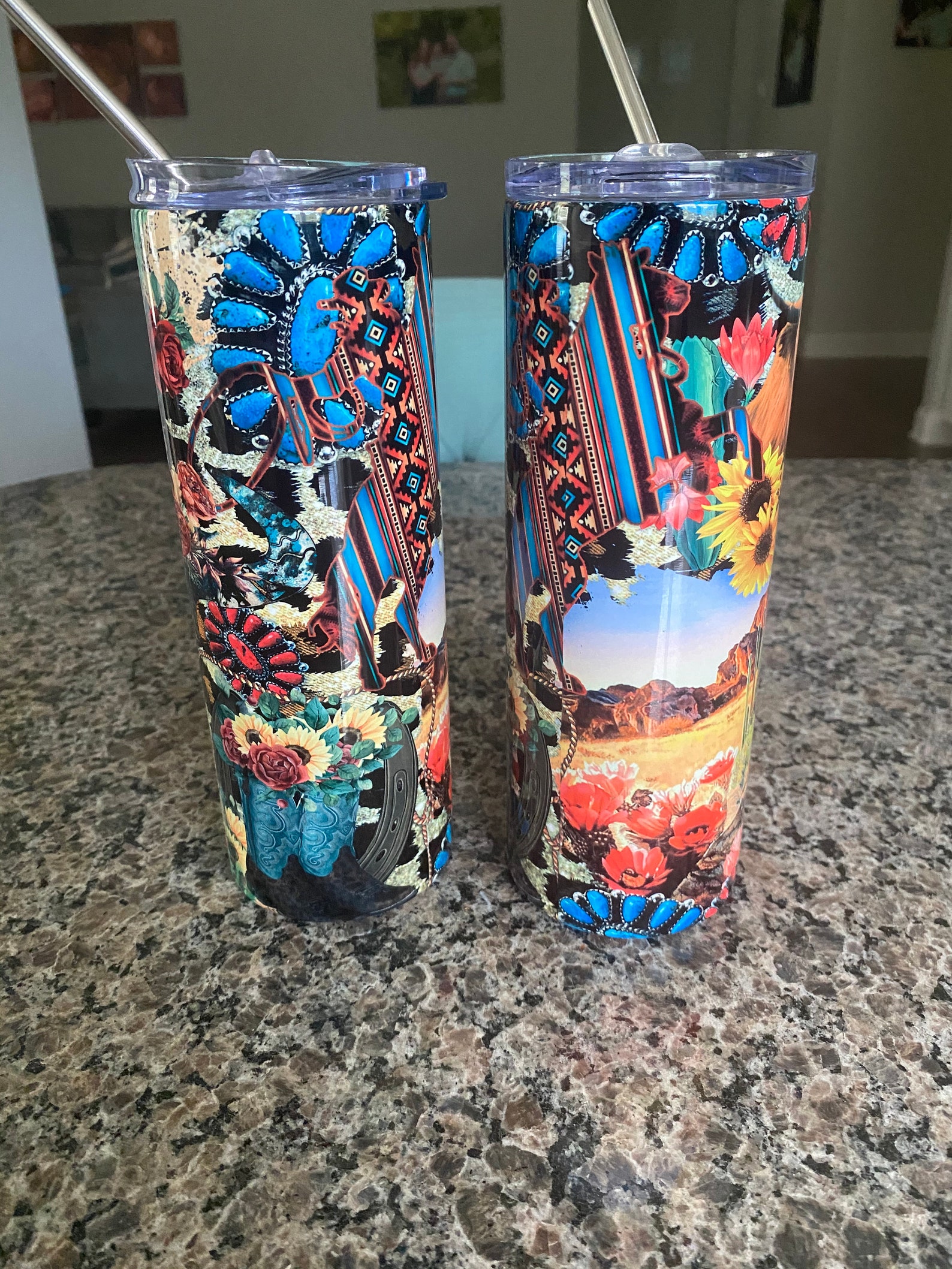 Boho western tumbler sublimation tumbler 20 OZ skinny Etsy