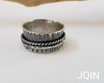 Oxidized sterling silver ring