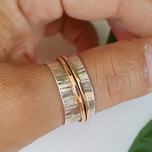 Sterling Silver spinning ring  handcrafted  3/8&quot;  wide.