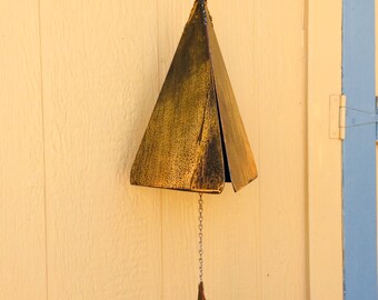 Ready to Ship Small rustic wind bell with Oak, Maple, heart or Sun wind catcher. Makes a super gift MADE in Pioneer, Ca USA