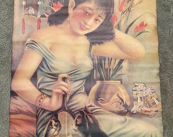 Chinese Tobacco Advertising Pinup Girl Poster