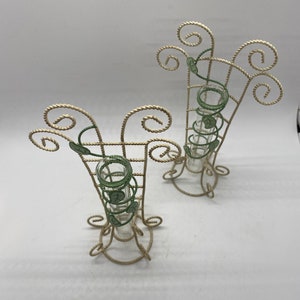 Pair of Metal wrapped Glass Bud Vases