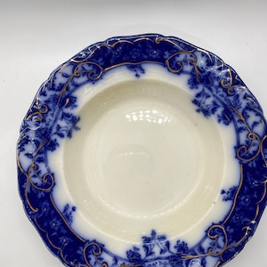 9” Flow Blue Soup Bowl “Manhattan” pattern