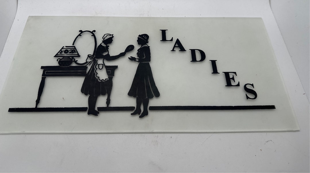Glass Ladies Room Sign - Etsy
