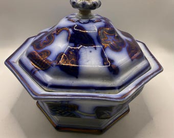 Flow Blue Morning Glory Tureen