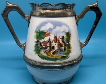 Enamelware Graniteware Pewter Trimmed Sugar Bowl