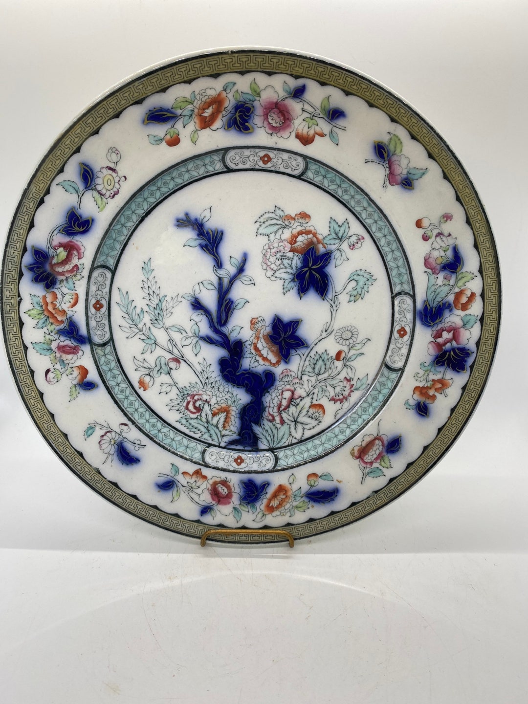 Flow Blue Vesper Indian Tree Dinner Plate - Etsy