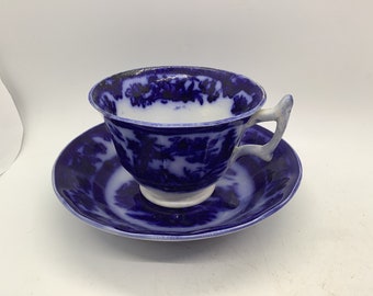 Flow Blue Cup and Saucer
