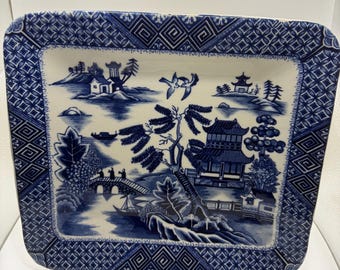 Blue Willow Serving Platter~ almost square 12” x 11”
