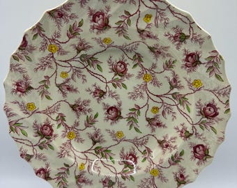 Copeland Spode Rosebud Chintz Luncheon Plates (2-8401 Pink Vine