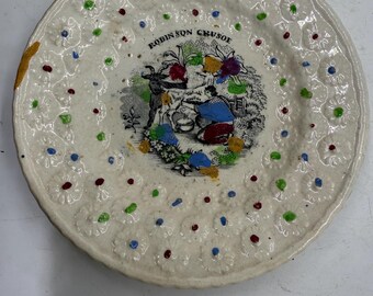 Child’s Plate~Robinson Crusoe “Milking Goats”