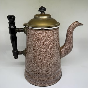 Brown Relish Granitware Coffe Pot with Wooden Handle