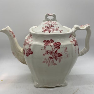 Red Transferware Teapot