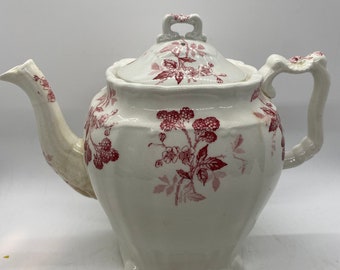 Red Transferware Teapot