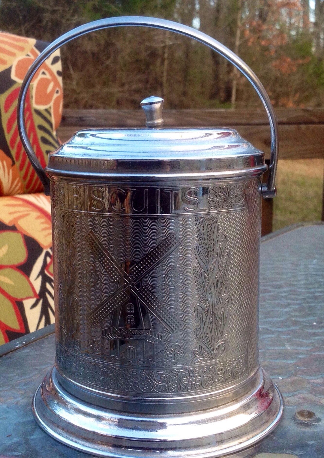 Chrome English Biscuit Jar Etsy