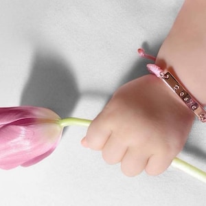 Baby name bracelet, rose gold baby bracelet, 14k gold filled, flower girl bracelet, baby gifts, girls gifts