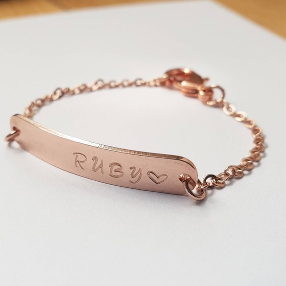personalised baby bangle rose gold
