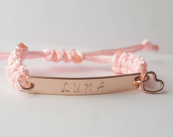 Blumen Mädchen Armband, Mädchen Armband, personalisiertes Namensarmband, wählen Sie Namen, Größe und Farbe der Kordel.