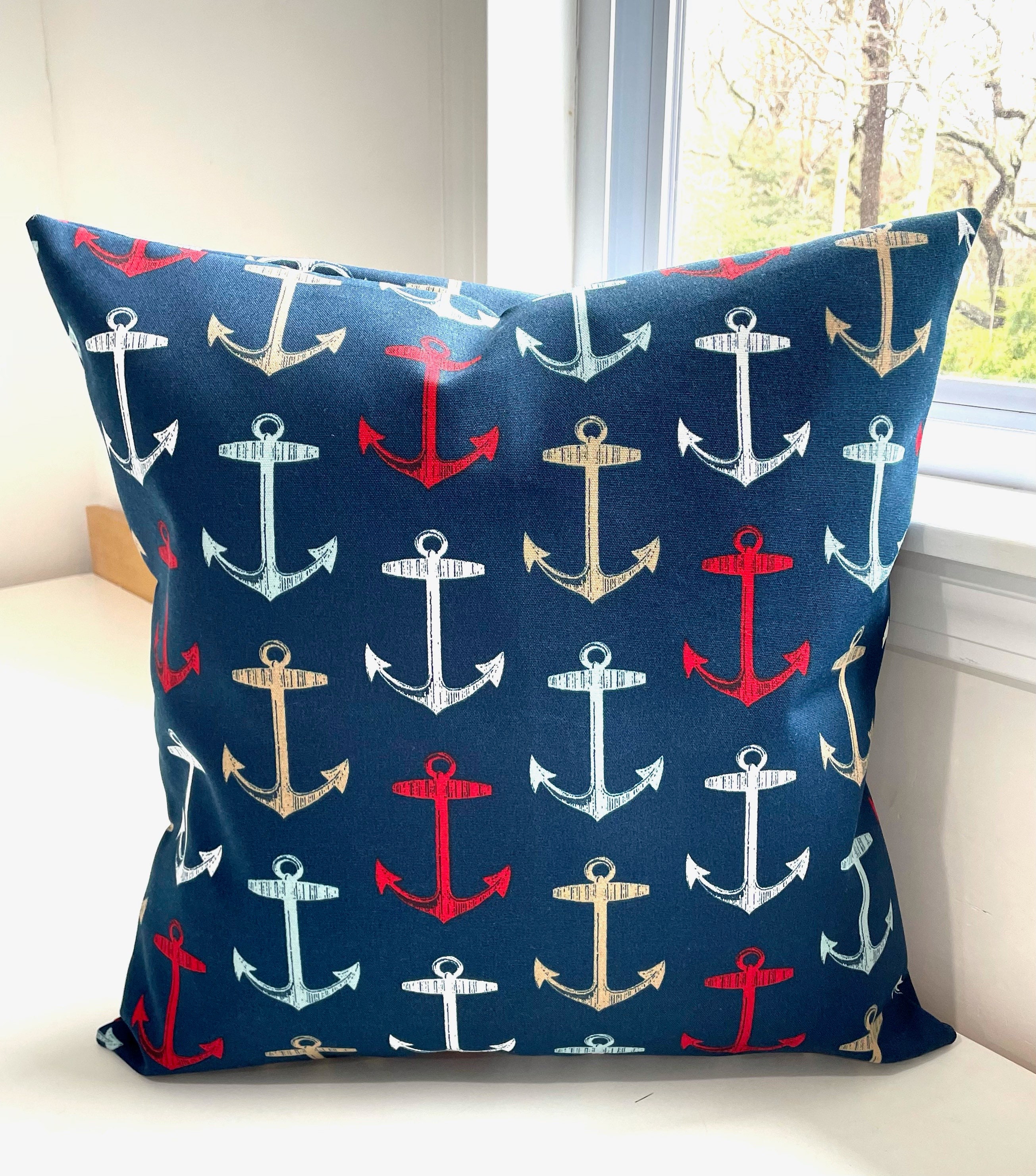Outdoor Mixed Anchors Pillow, Cape Cod Pillow
