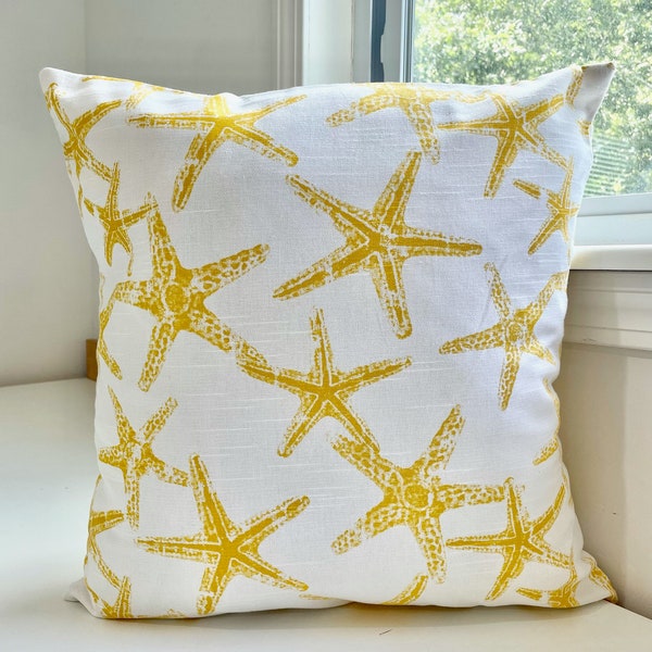 Cape Cod pillow , yellow starfish pillow