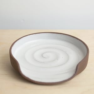 Rustic White Spoon Rest with Raw Edges - Ceramic Spoon Rests - Stoneware Spoon Holders - Kitchen Spoon Rests - Various Colors