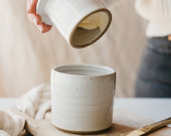Speckled White Ceramic Butter Keeper – French Butter Crock