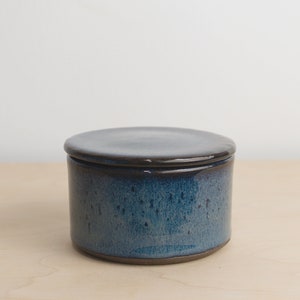 Blue Storm Salt Cellar - Ceramic Salt Cellar - Salt Cellar with lid - Blue Salt Pig - Salt Keeper - Salt Container - Salt Keeper - DPottery