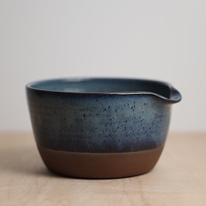 Blue Storm Batter Bowl - Ceramic Mixing Bowl - Stoneware Bowl with Spout - Blue Serving Bowl - Dough Proofing Bowl - Pancake Mixing Bowls