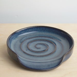 Blue Storm Spoon Rest Fully Glazed - Ceramic Spoon Rest - Stoneware Spoon Holders - Pottery Spoon Rest - Kitchen Spoon Rest - Various Colors