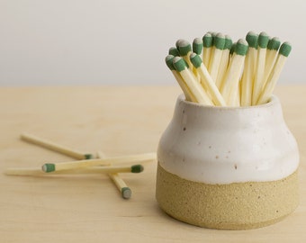 Matchstick Holder - Speckled White Ceramic Matchstick Holder - Ceramic Match Striker - Air Plant Holder *Strike anywhere matches ONLY*