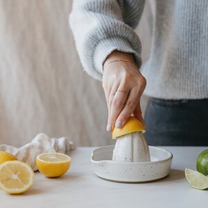 Speckled White Ceramic Juicer Handmade Citrus Reamer Fresh Orange Juicer Handmade Kitchen Stoneware Pottery Ceramic Housewares image 4