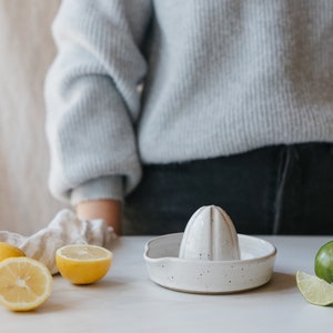 Speckled White Ceramic Juicer Handmade Citrus Reamer Fresh Orange Juicer Handmade Kitchen Stoneware Pottery Ceramic Housewares image 5